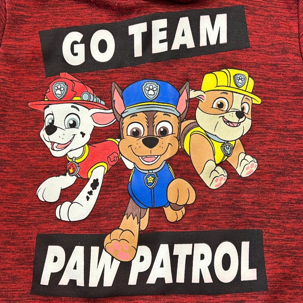 Paw Patrol Go Team Youth Kids Red Heather Graphic Hoodie Sweatshirt Size 2T